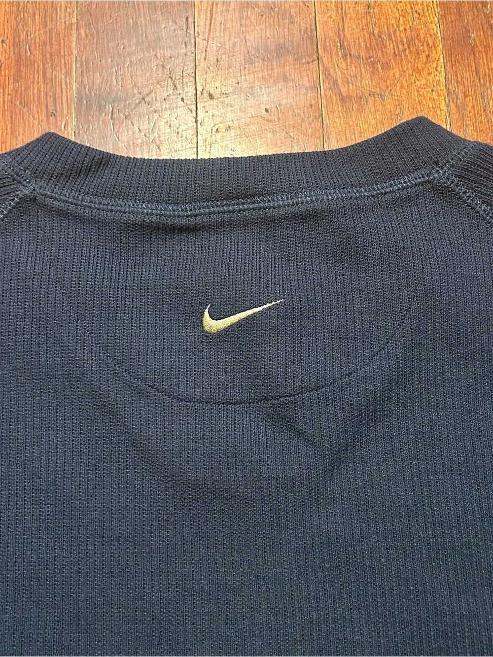 Vintage Nike Golf Swoosh Logo Ribbed Navy Blue Pullover V-neck Sweater XL NWT
